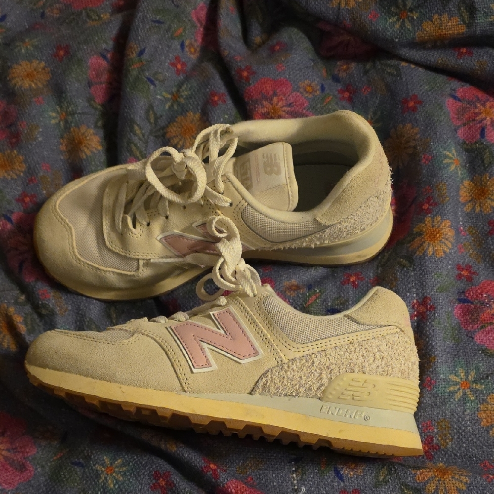 New Balance Cream and Pink Sneakers